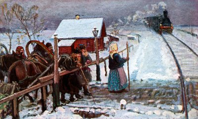 Stoomtrein in Rusland door M. Bosquine